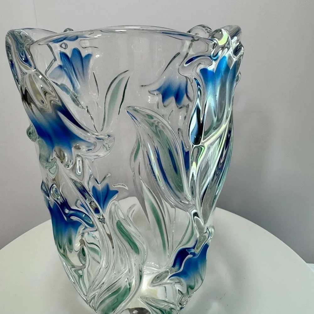 Vintage Mikasa Bluebells Crystal Vase 8